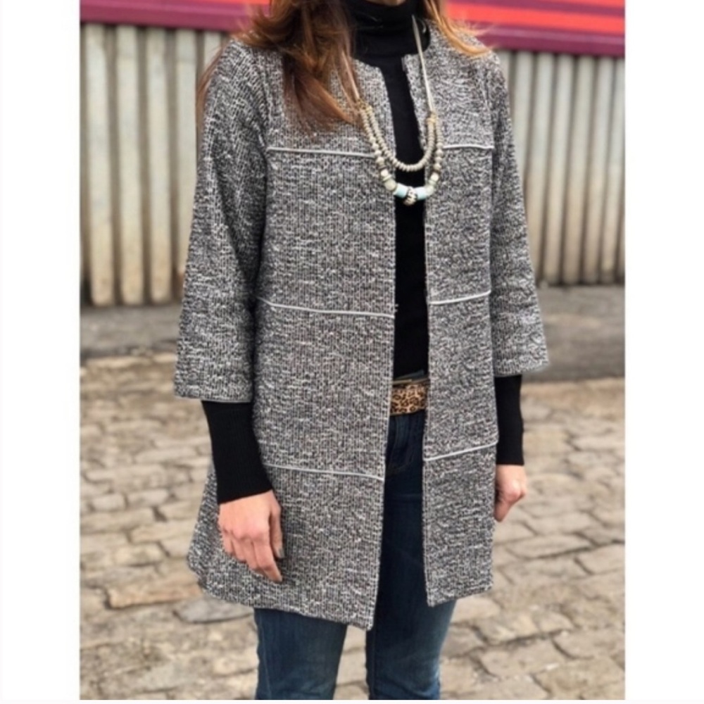 Cabi The Times Tweed Textured Knit Jacket Size S